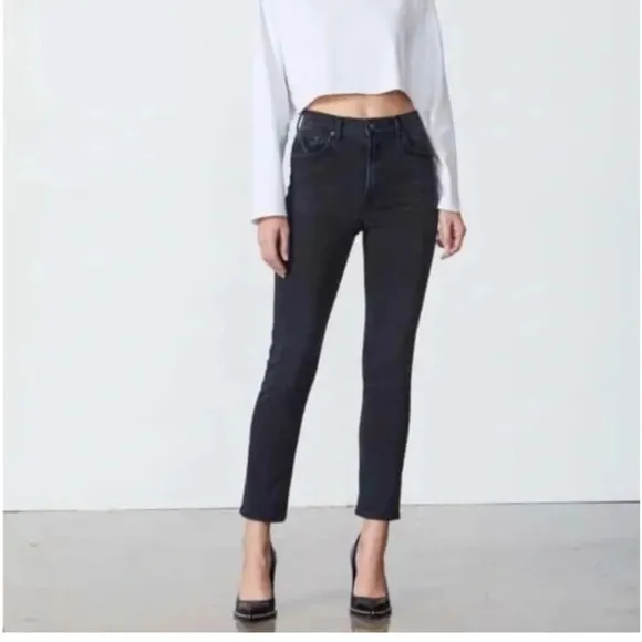 GRLFRND Denim Reed Skinny Jeans Black Rain Womens 29 High Waist Ankle Classic