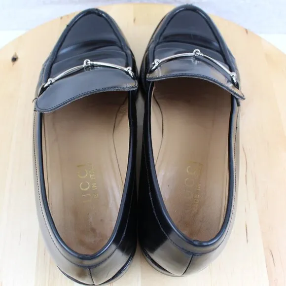 Gucci Horsebit Loafer Womens Size 36 C Black Leather Slip On Designer