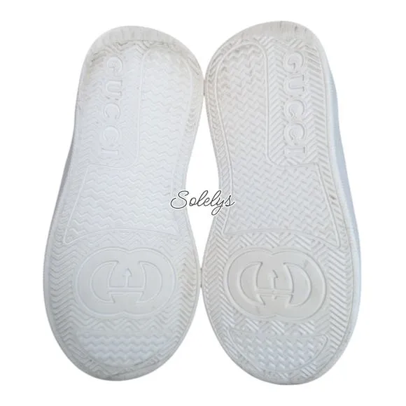 Gucci Kids Chunky GG Logo Leather Web White Blue Sneaker Toddler EU 25 US 9
