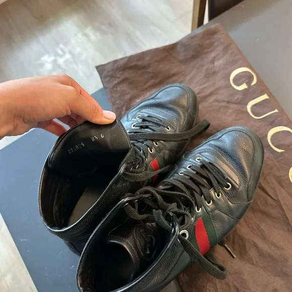 Gucci Men's Black High-Top Sneakers 8.5
