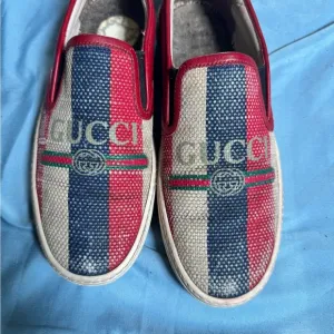 Gucci Red and Blue Slip-On Shoes