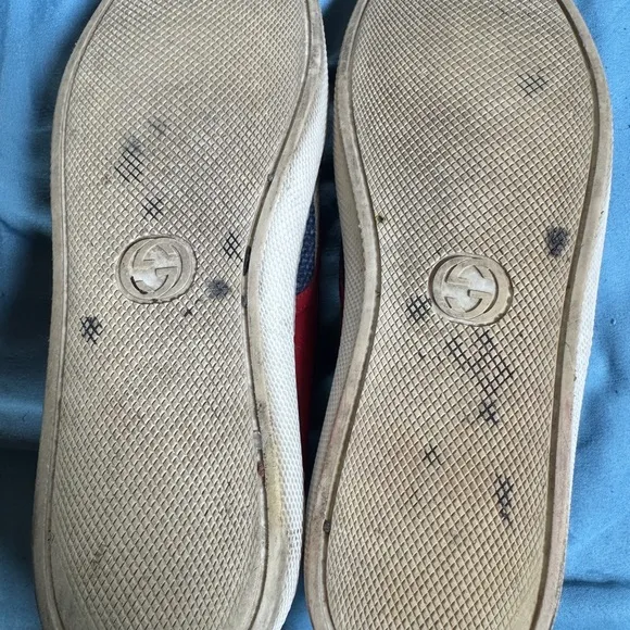 Gucci Red and Blue Slip-On Shoes