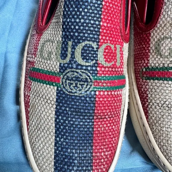 Gucci Red and Blue Slip-On Shoes