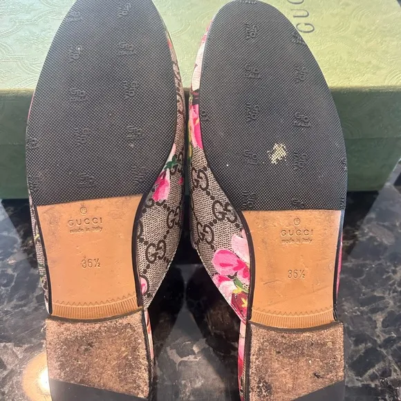 Gucci Women's Floral Slip-On Loafers - Pink and Green