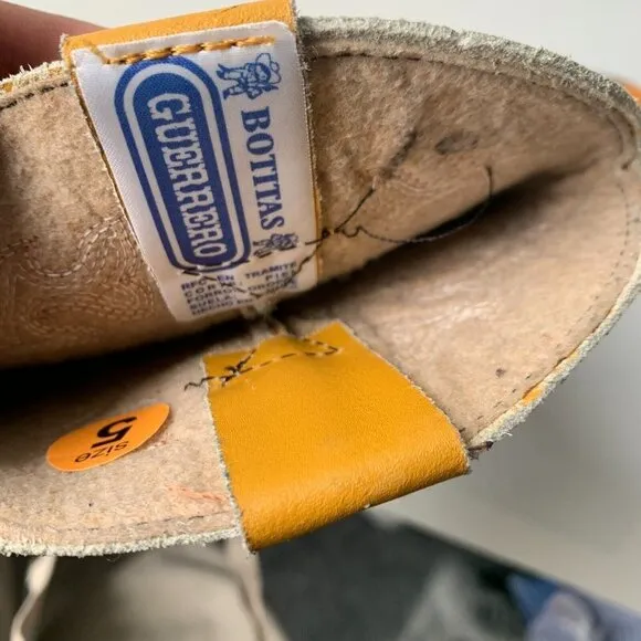 Guerrero Botitas Cowboy‎ Boots Exotic Yellow Sz 5 Western Embroidered Mexico