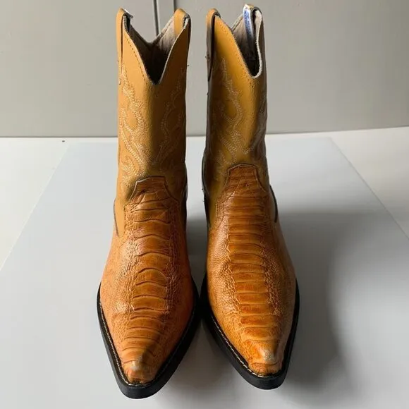 Guerrero Botitas Cowboy‎ Boots Exotic Yellow Sz 5 Western Embroidered Mexico