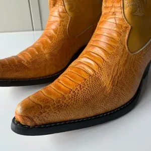 Guerrero Botitas Cowboy‎ Boots Exotic Yellow Sz 5 Western Embroidered Mexico