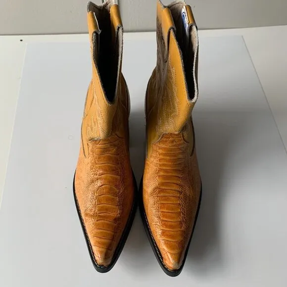 Guerrero Botitas Cowboy‎ Boots Exotic Yellow Sz 5 Western Embroidered Mexico