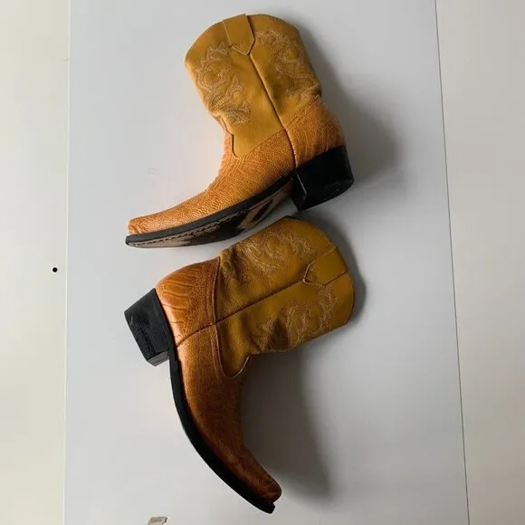 Guerrero Botitas Cowboy‎ Boots Exotic Yellow Sz 5 Western Embroidered Mexico