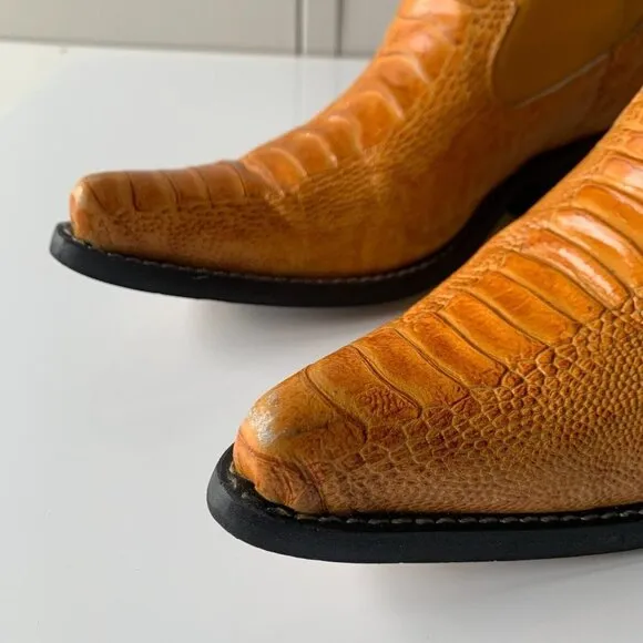 Guerrero Botitas Cowboy‎ Boots Exotic Yellow Sz 5 Western Embroidered Mexico