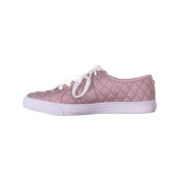 Guess Women's Backer2 Lace Up Leather Quilted Pattern Sneakers Shoes Pink NIB