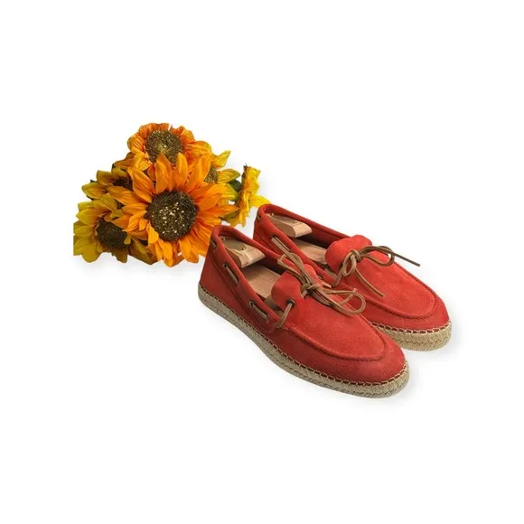 Hanks Brand 𖤐 Alpargatas Max Naranja Boat Shoe Espadrille 𖤐 Orange Suede 𖤐 42