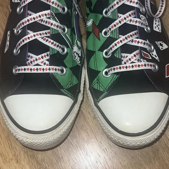 Harley‎ Quinn Jokers Wild Converse All Star Hi Tops Unisex Shoes Sz Mens 9 Wo 11