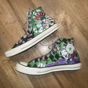 Harley‎ Quinn Jokers Wild Converse All Star Hi Tops Unisex Shoes Sz Mens 9 Wo 11
