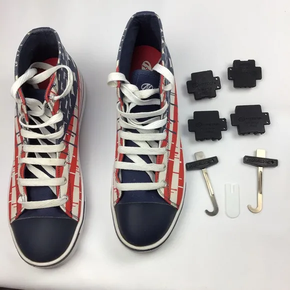 Heelys Hustle American Flag Canvas Sneaker Shoes Hi Top Men Sz 11