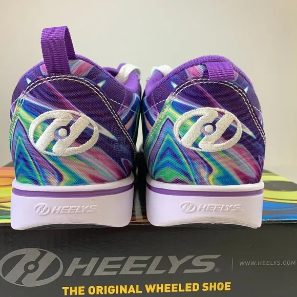 Heelys Pro 20 Prints Sneakers Purple Canvas Lace-Up Skate Shoes Womens 6 Girls 5