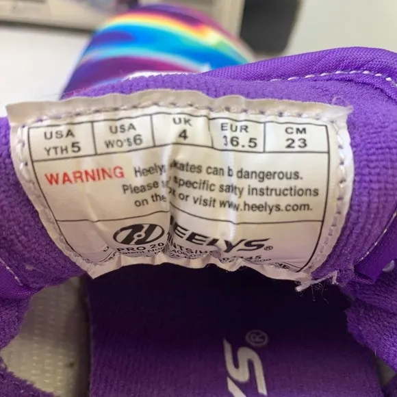 Heelys Pro 20 Prints Sneakers Purple Canvas Lace-Up Skate Shoes Womens 6 Girls 5