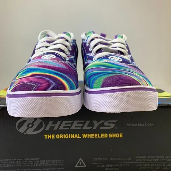 Heelys Pro 20 Prints Sneakers Purple Canvas Lace-Up Skate Shoes Womens 6 Girls 5