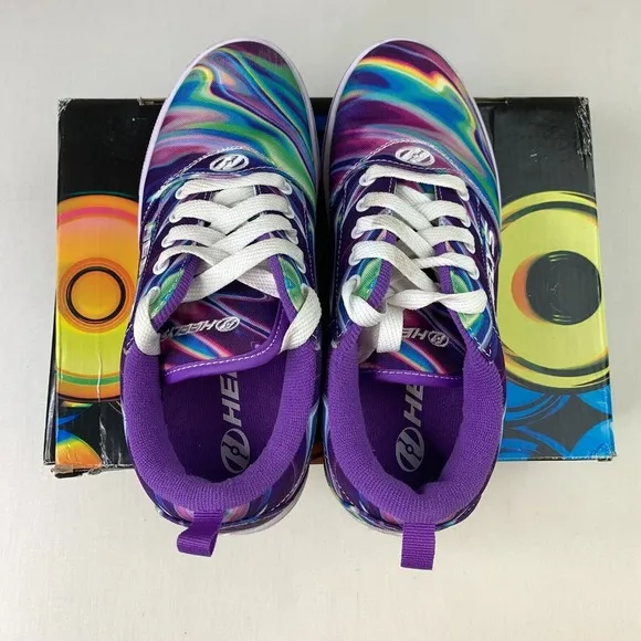 Heelys Pro 20 Prints Sneakers Purple Canvas Lace-Up Skate Shoes Womens 6 Girls 5