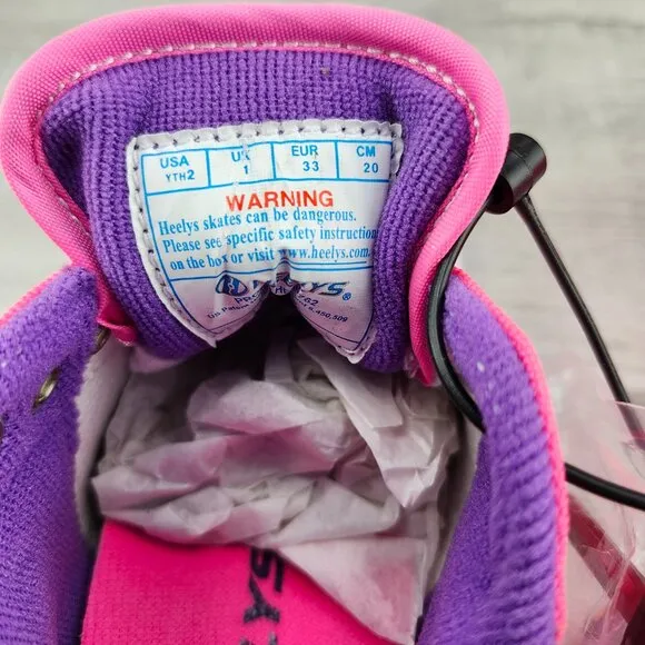 Heelys Pro 20 Skate Girl Size Y2 (EU 33) Pink White Lilac Shoes NIB