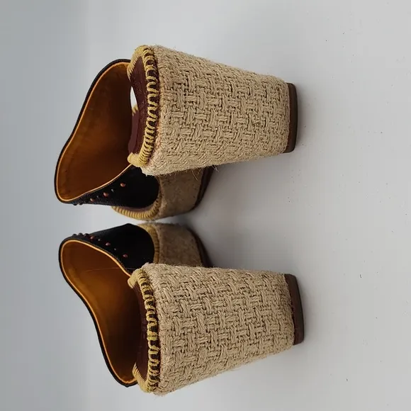 HENRY CUIR Espadrille Wedge-heeled Sandals, Size 40