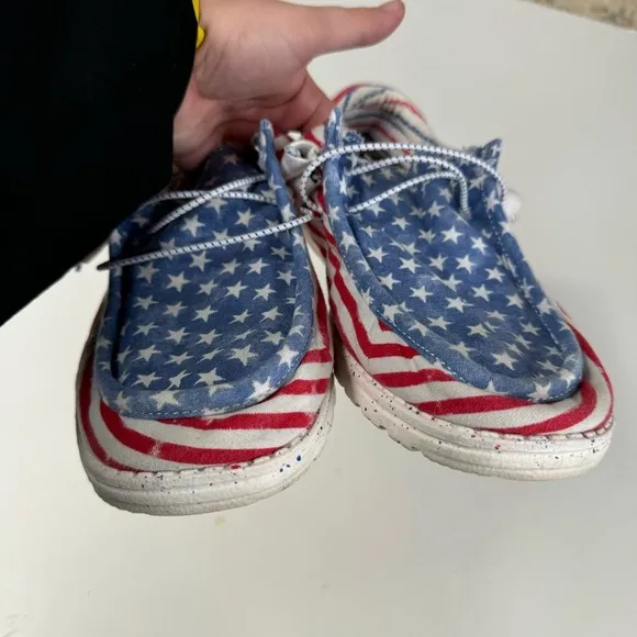 Hey Dude Mens Wally Patriotic Shoes Size 12