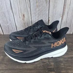 Hoka One One Clifton 9 Running Shoes Women's Sz 9 B Black Copper (VGC)
