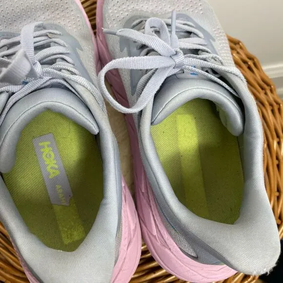 Hoka One WOMEN'S ARAHI 7 GULL/PINK TWILIGHT Size 7 1/2 Sneaker Shoes 7.5 Running