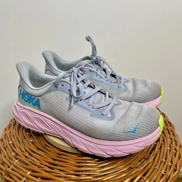 Hoka One WOMEN'S ARAHI 7 GULL/PINK TWILIGHT Size 7 1/2 Sneaker Shoes 7.5 Running