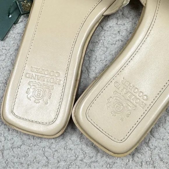 Holland Cooper Monogram Logo Slides Natural Straw Sandals