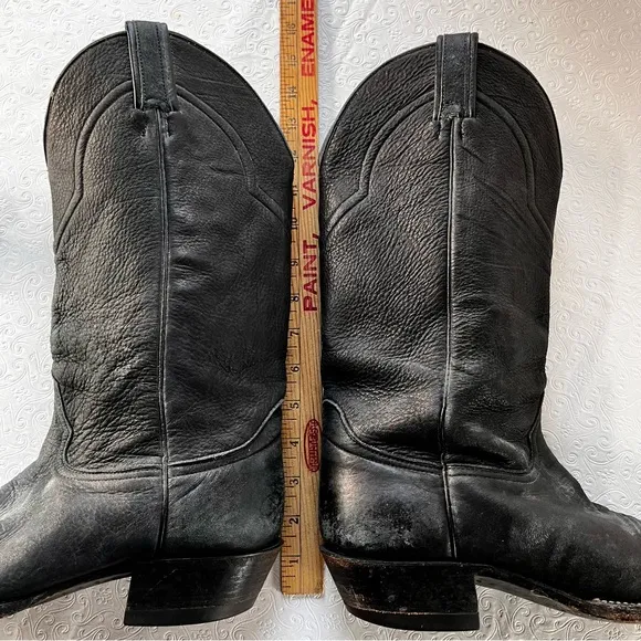 Hondo Vintage Black Cowboy Boots Mens 9.5D Classic Western Soft Pebbled Leather