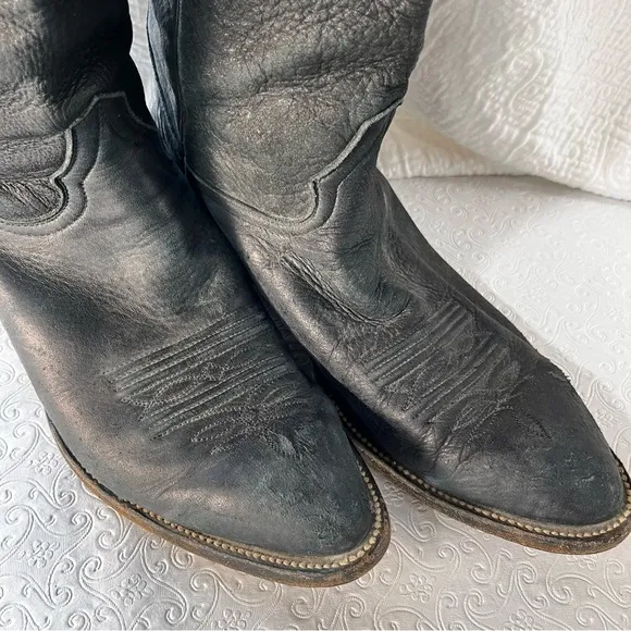 Hondo Vintage Black Cowboy Boots Mens 9.5D Classic Western Soft Pebbled Leather