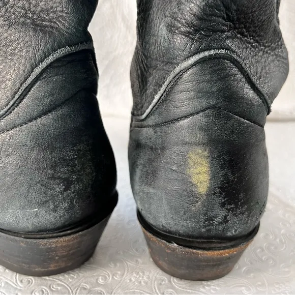 Hondo Vintage Black Cowboy Boots Mens 9.5D Classic Western Soft Pebbled Leather