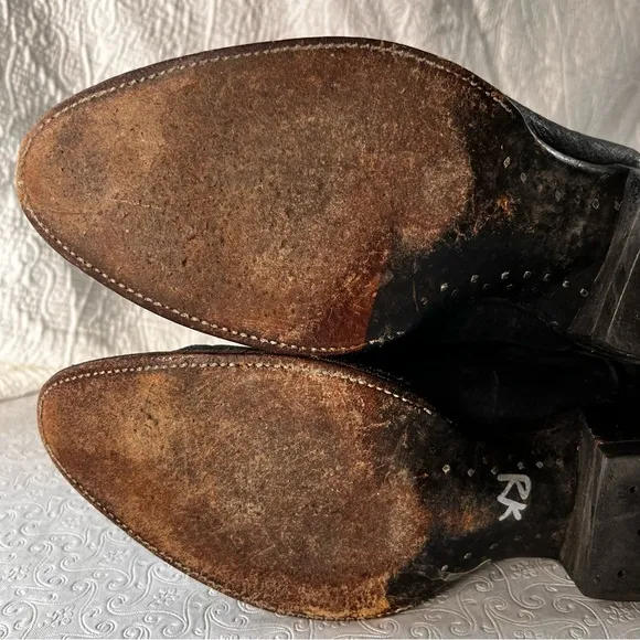 Hondo Vintage Black Cowboy Boots Mens 9.5D Classic Western Soft Pebbled Leather