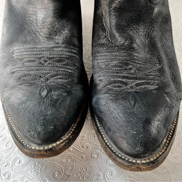 Hondo Vintage Black Cowboy Boots Mens 9.5D Classic Western Soft Pebbled Leather