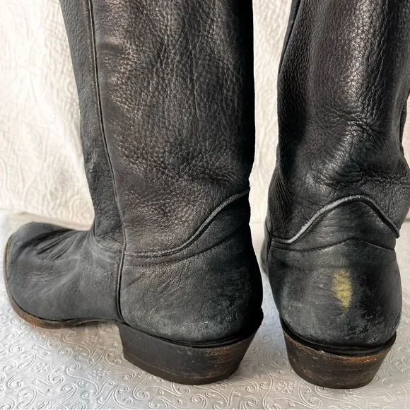 Hondo Vintage Black Cowboy Boots Mens 9.5D Classic Western Soft Pebbled Leather