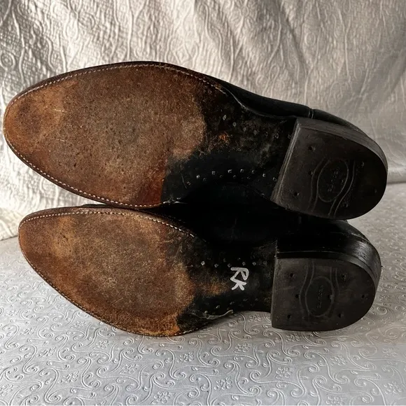Hondo Vintage Black Cowboy Boots Mens 9.5D Classic Western Soft Pebbled Leather