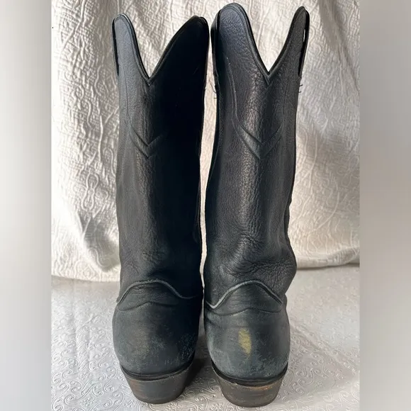 Hondo Vintage Black Cowboy Boots Mens 9.5D Classic Western Soft Pebbled Leather