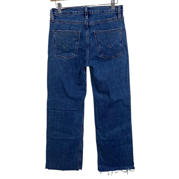 Hudson Rosie Wide Leg Crop Jeans Frayed Hem High Waist Denim Blue Size 26