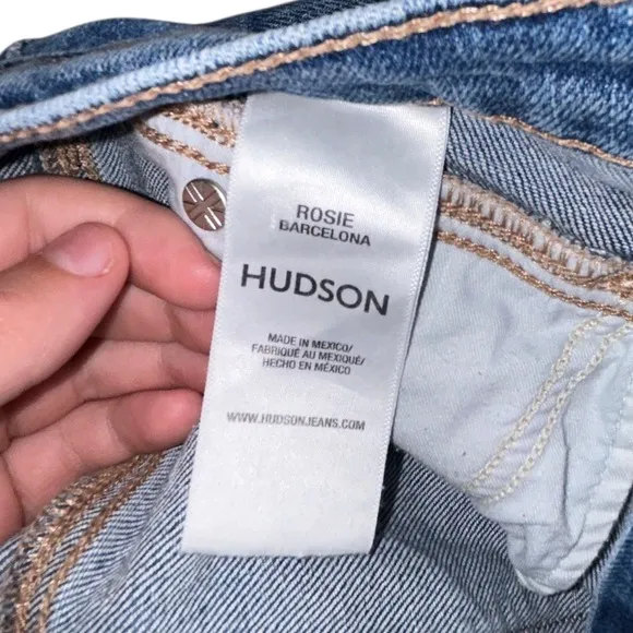 Hudson Rosie Wide Leg Crop Jeans Frayed Hem High Waist Denim Blue Size 26