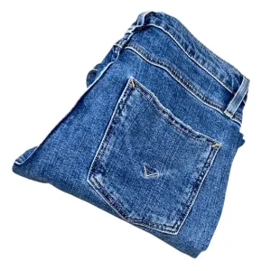 Hudson Rosie Wide Leg Crop Jeans Frayed Hem High Waist Denim Blue Size 26
