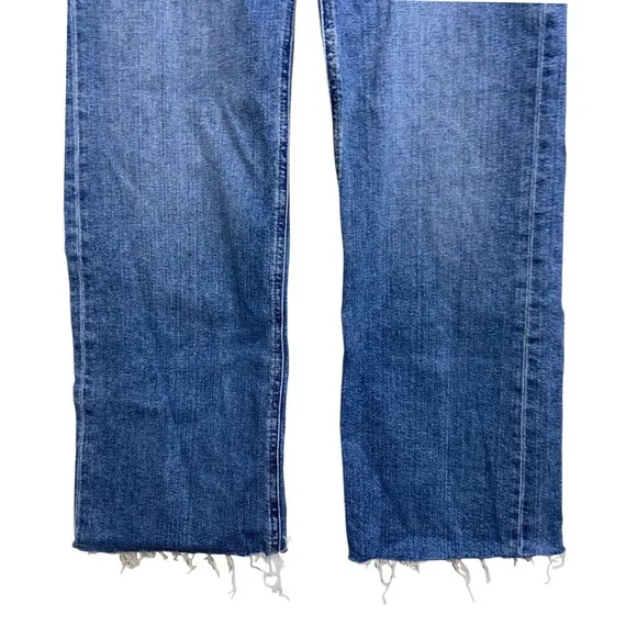 Hudson Rosie Wide Leg Crop Jeans Frayed Hem High Waist Denim Blue Size 26
