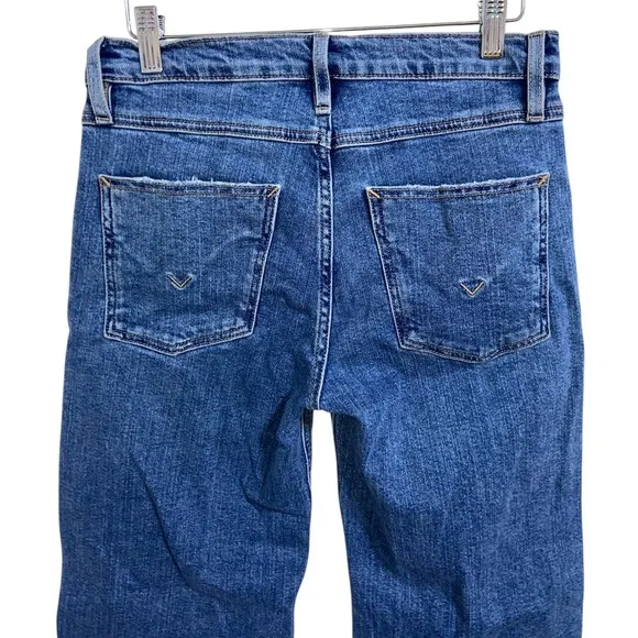 Hudson Rosie Wide Leg Crop Jeans Frayed Hem High Waist Denim Blue Size 26