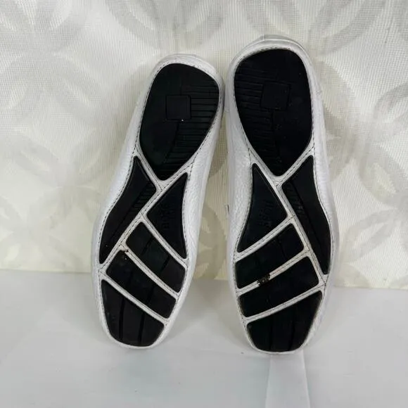 Hugo Boss Driving Loafer Shoes Men's White Pebbled Leather Square Toe Size 7