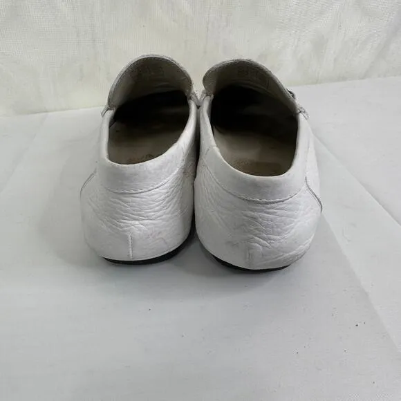 Hugo Boss Driving Loafer Shoes Men's White Pebbled Leather Square Toe Size 7