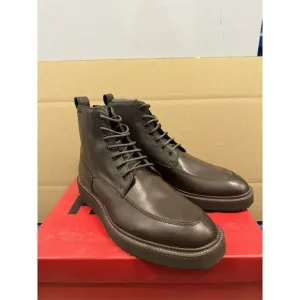 Hugo Boss Mens US 11 EU 44‎ Brown Leather Boot Distrcit Halb it Lace Up NIB