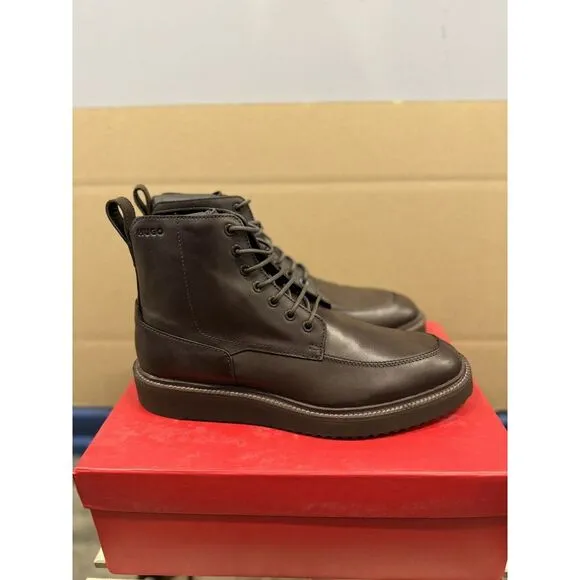 Hugo Boss Mens US 11 EU 44‎ Brown Leather Boot Distrcit Halb it Lace Up NIB