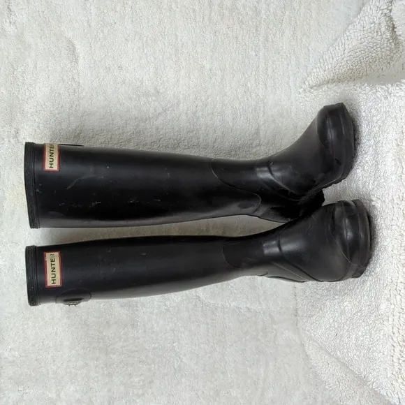 Hunter Classic Rainboot Womens 7 Black Boots 16&quot; high