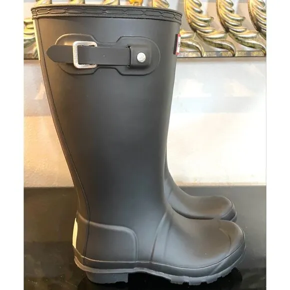 Hunter Rain Boots Kids Classic Original Tall Big Kid Size  3G/2B Matte Black NEW