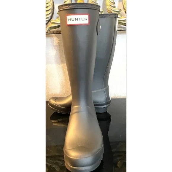 Hunter Rain Boots Kids Classic Original Tall Big Kid Size  3G/2B Matte Black NEW